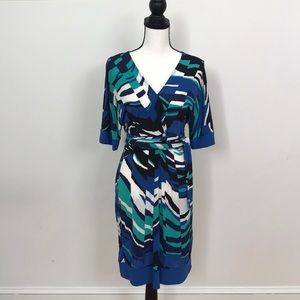 BCBG blue & green kimono style dress XS